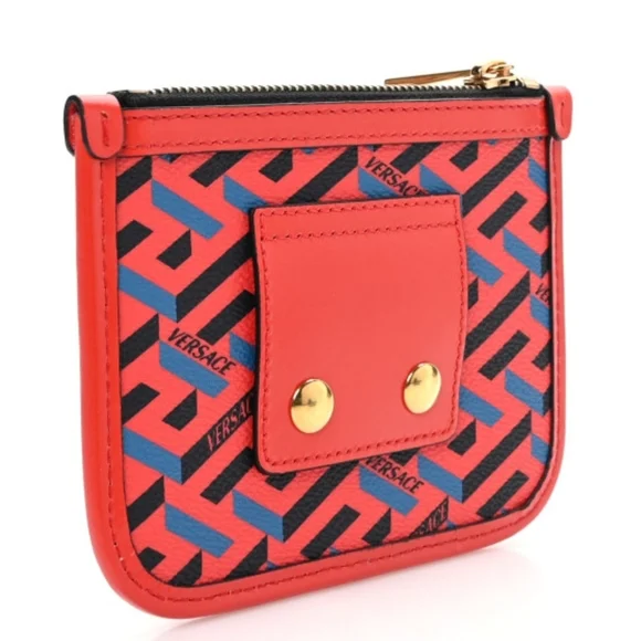 Versace Red and Blue Geometric Pouch - Picture 2 of 4